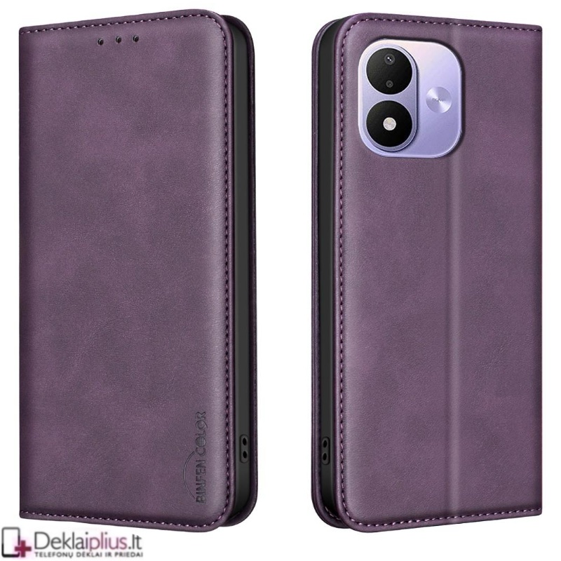 Dirbtinės odos atverčiamas dėklas su skyreliais - violetinis (Xiaomi Redmi Note 17 4G/5G) Dirbtinės odos atverčiamas dėklas su skyreliais - violetinis (Xiaomi Redmi Note 17 4G/5G)